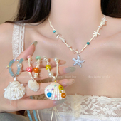 海边三亚多巴胺贝壳氛围感项链女海星度假风饰品海岛拍照道具配饰