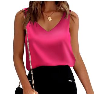for women loose satin sleeveless tops fit neck tank