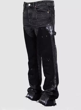 stitching ink splashed jeans mens couple european and