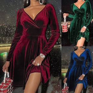evening size pleated green dress velvet large women dresses