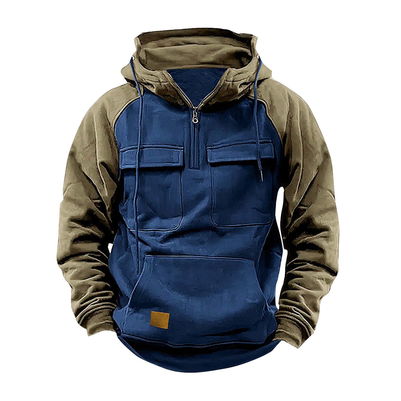 Mens zipper workwear pullover hoodie sports running outdoor