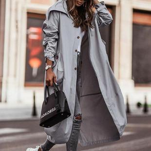 women for coat trench mid-length lapel large leisure