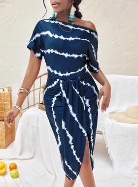 vestidos bohemian robe loose casual sundress shoulder off