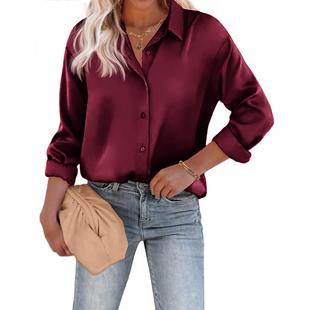 fashionable loose spring elegant new shirt and satin