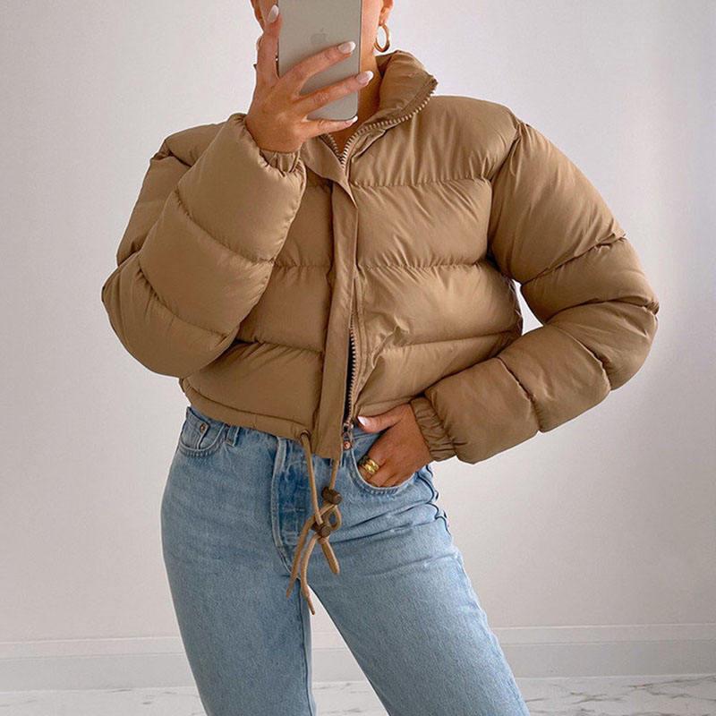 new  women newest cotton padded jacket brown black fall