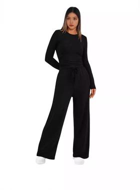 pleated color trousers casual waist sleeve with suit Solid