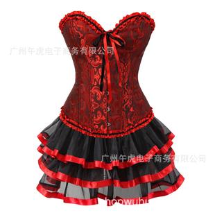 gothic overbust bustiers dress skirt jacquard sexy corsets