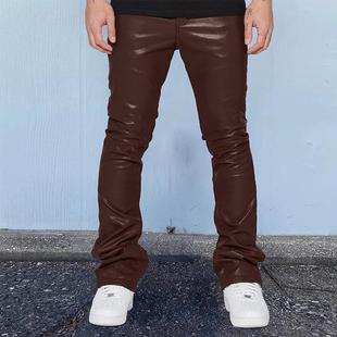 high small burgundy mens trousers imitation motorcycle men