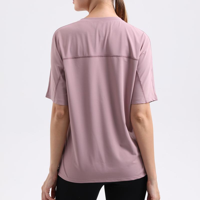 T-shirt running size short-sleeved elastic womens large gym