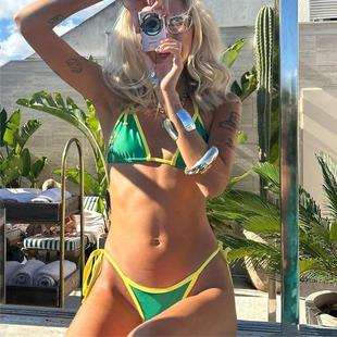 piece swimsuit halter Sexy three two neck point bikini