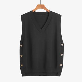 Large style size loose womens vest waistcoat sweater neck