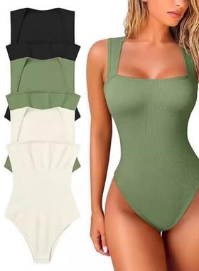 women sexy thread bodysuit sleeveless knited fitness yoga