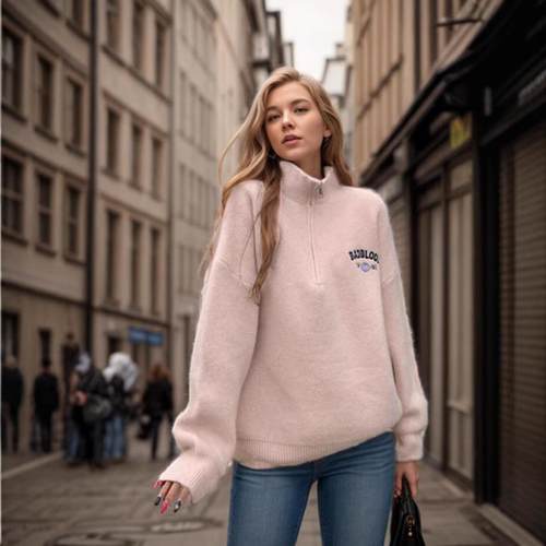 lazy sweater all-match round jacket loose top casual high