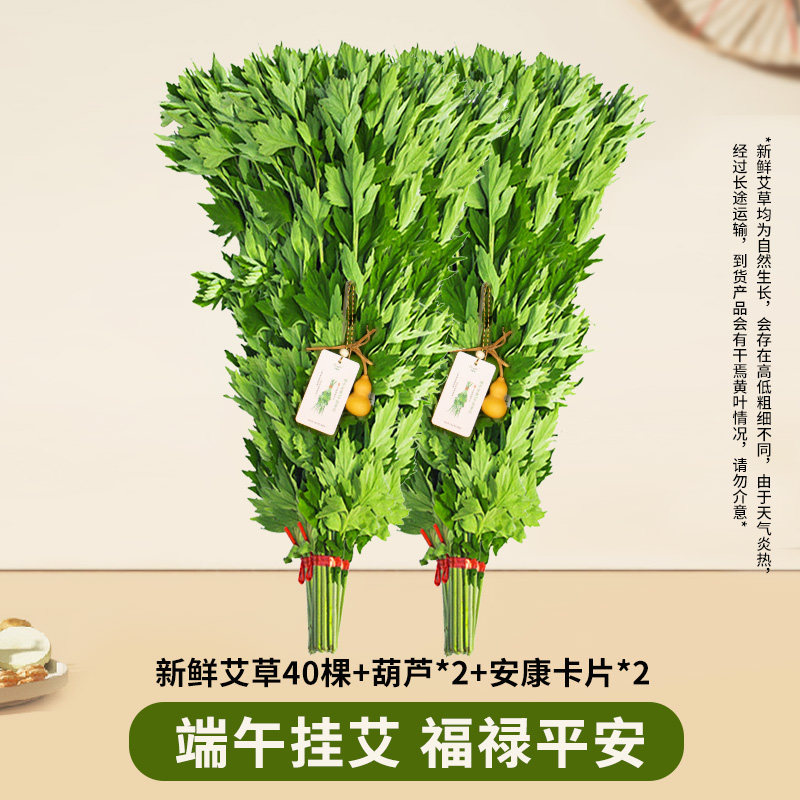 新鲜艾草端午节挂门野生整颗艾叶长棵艾叶草上整把全株艾草叶驱蚊