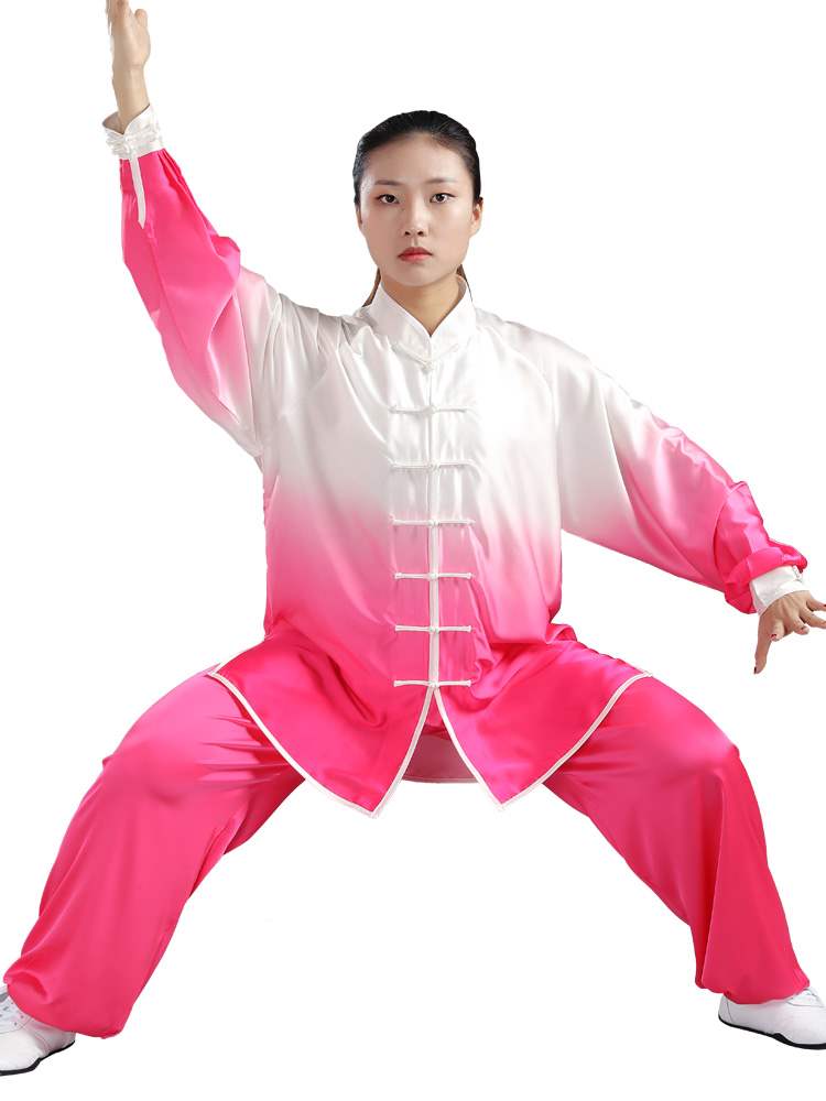 太极服女表演服男太极拳练功服渐变色太极服装中国风演出服夏衣服