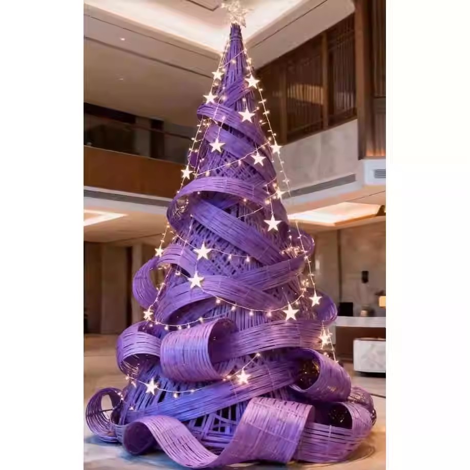 2026商场酒店机场竹编圣诞装饰品