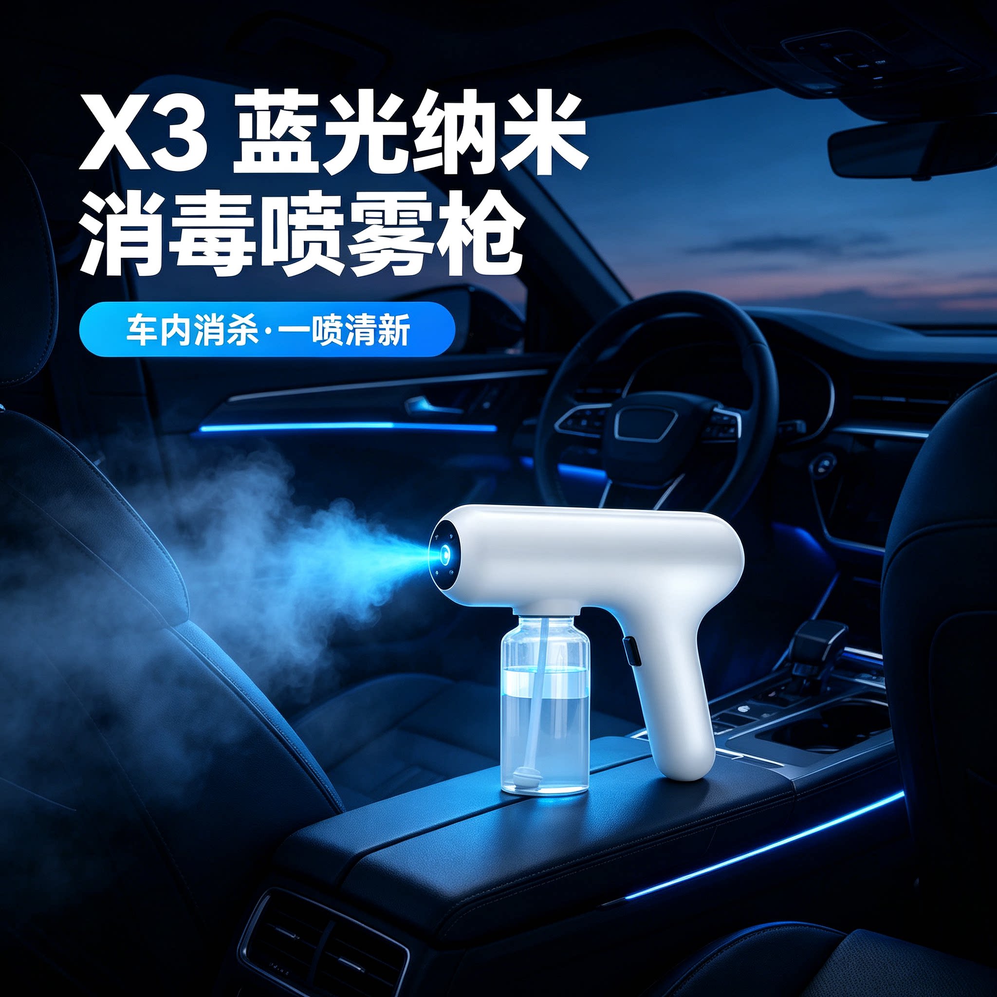 手持蓝光次氯酸消毒喷雾枪