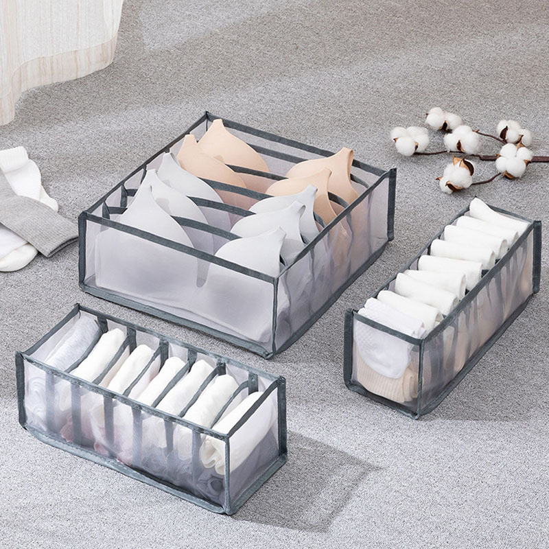 寝室内衣内裤袜子抽屉式整理储物三件套网格内衣衣柜储物箱