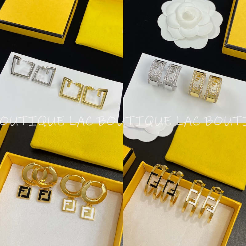 F字母气质铜材质女生锆石耳圈