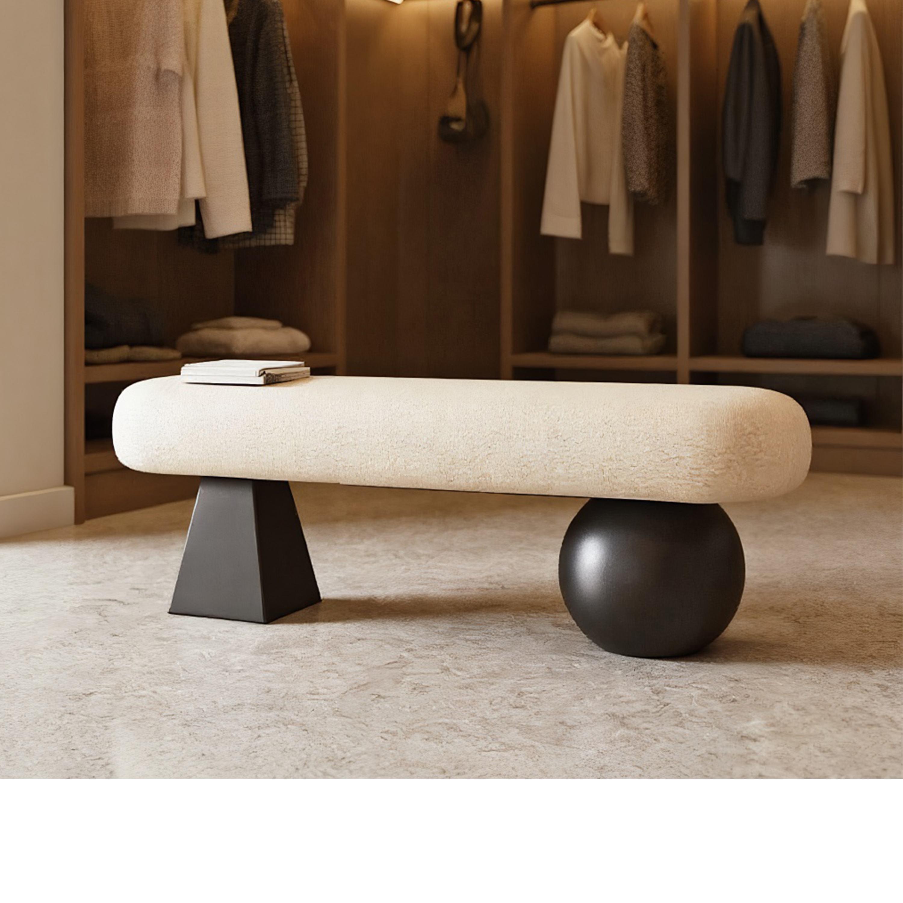 阿铁仔换鞋凳异形金属家用羊羔绒