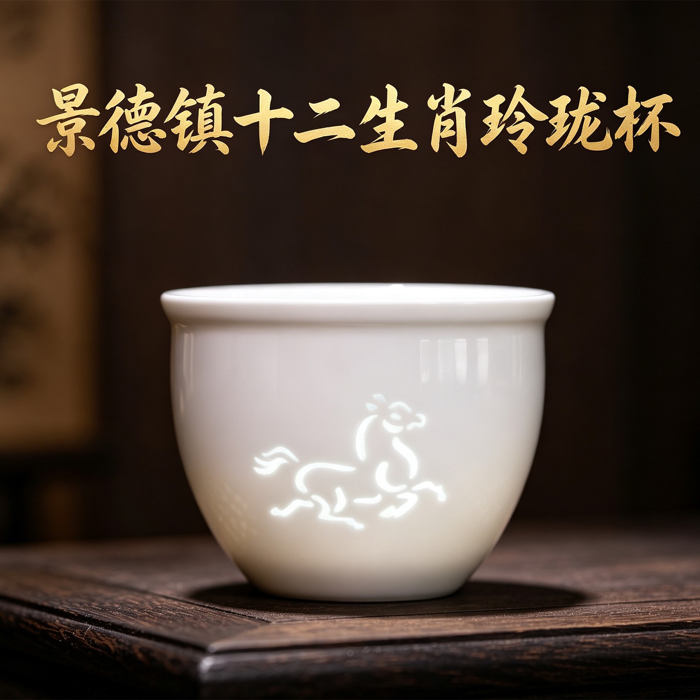 景德镇玲珑瓷十二生肖主人杯单杯图片