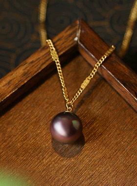 轻奢复古法式施家紫色珍珠项链