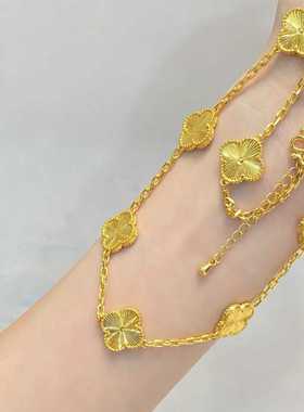 足金五花四叶草女款吊坠包银