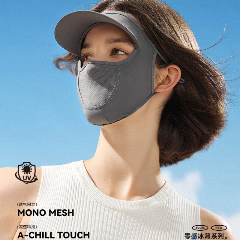 口罩防晒冰丝女防紫外线面罩夏季全脸透气护颈脸基尼帽子口罩一体