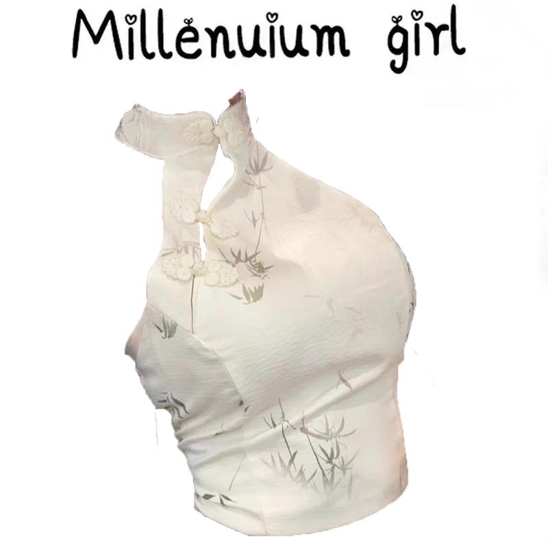 新中式国风盘扣挂脖背心女夏季潮