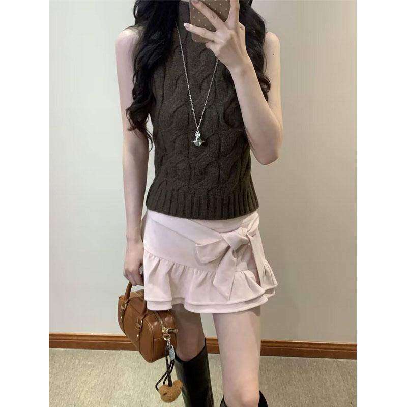 少女粉色半身裙女冬2026新款系带短款a字裙衬衫甜美温柔设计感潮