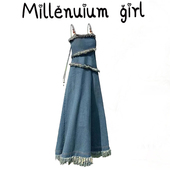 法式 高级复古流苏串珠牛仔吊带裙女2025年春秋新款 小众连衣裙长裙