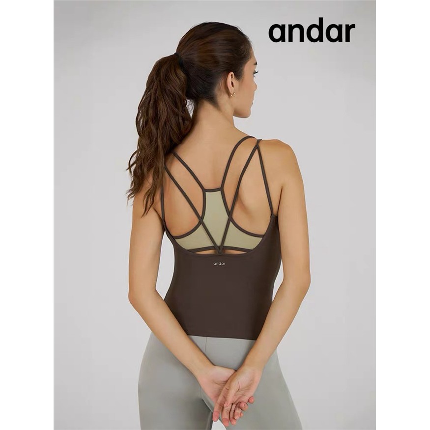 代 韩国专柜andar瑜伽服吊带背心女带胸垫美背运动健身衣ANPTT