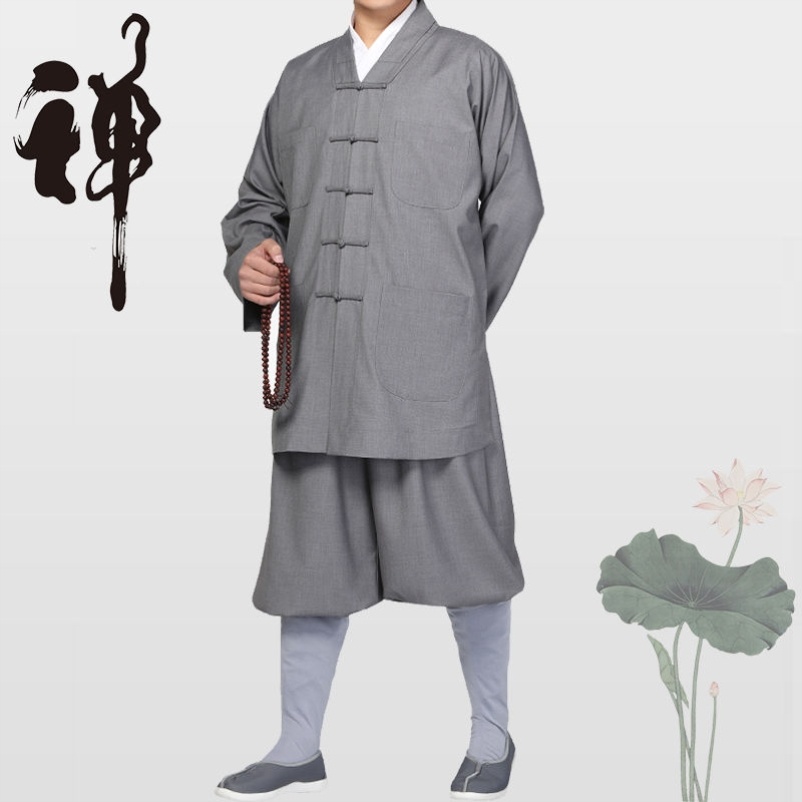 新款男女僧服短褂套装春秋冬出家人僧衣加厚棉布和尚服小褂短衫褂