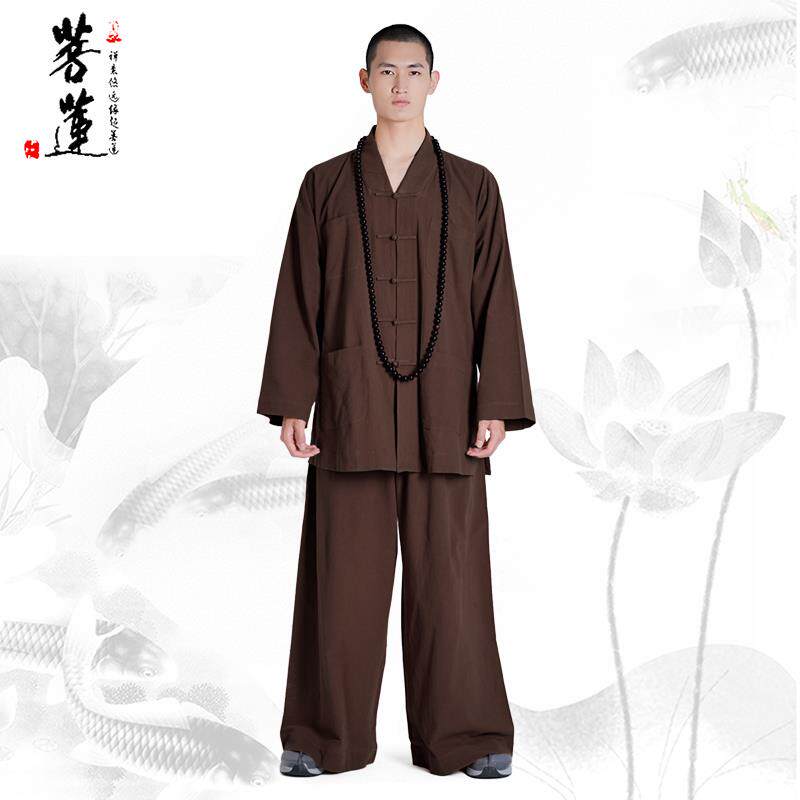 新款菩莲僧服春秋短褂套装男女厚