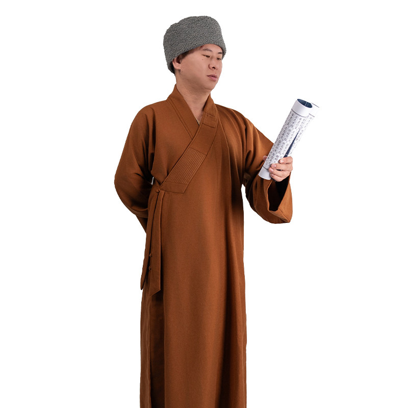 新款僧服大褂秋冬季男女同款呢加绒保暖修身僧衣棉服长褂和尚衣服