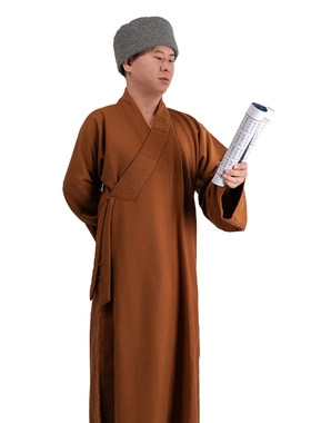 新款僧服大褂秋冬季男女同款呢加绒保暖修身僧衣棉服长褂和尚衣服