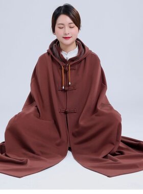 新款精梳棉加绒单层僧服打坐斗篷打坐披风居士打坐服禅修服春秋冬