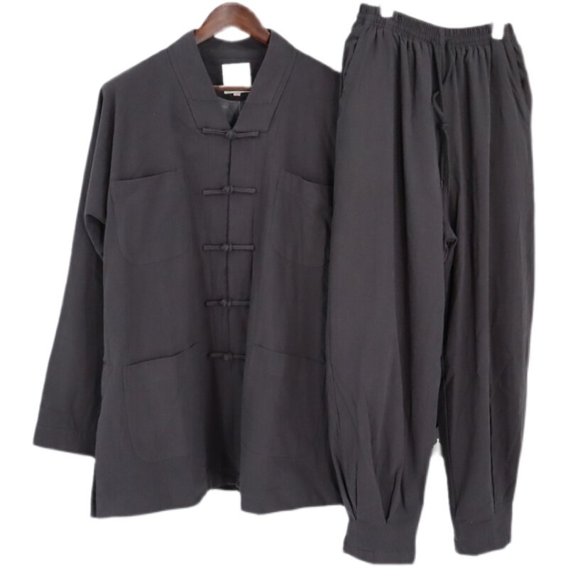 新款僧服冬款加绒加厚短褂出家人男女僧衣和尚服亚麻收口裤套装新