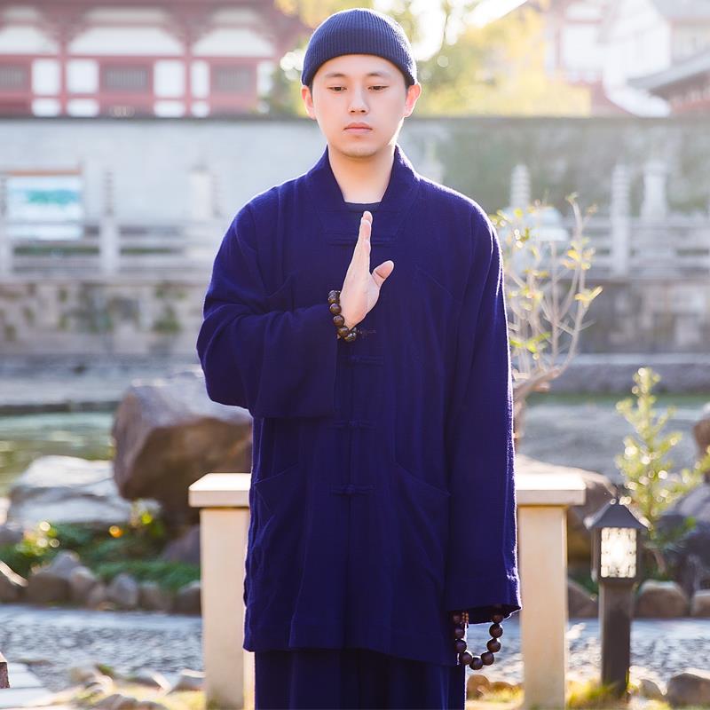 新款沁竺高档天然针织棉麻僧服短褂春秋新款抗皱亚麻小褂出家人秋