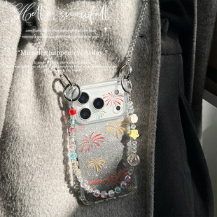 【烟花星辰】斜挎水晶糖心链条适用于苹果17pro手机壳华为mate80Pro手提挂绳vivox200背带斜跨小米17Pro新年