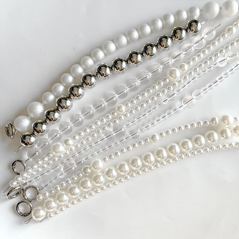 手提大珍珠手机壳链条配件diy斜挎防丢挂件短款肩带女