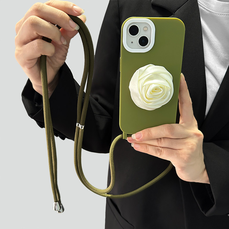 极简复古橄榄绿立体花朵玫瑰