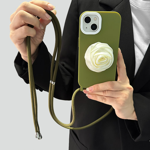 极简复古橄榄绿立体花朵玫瑰