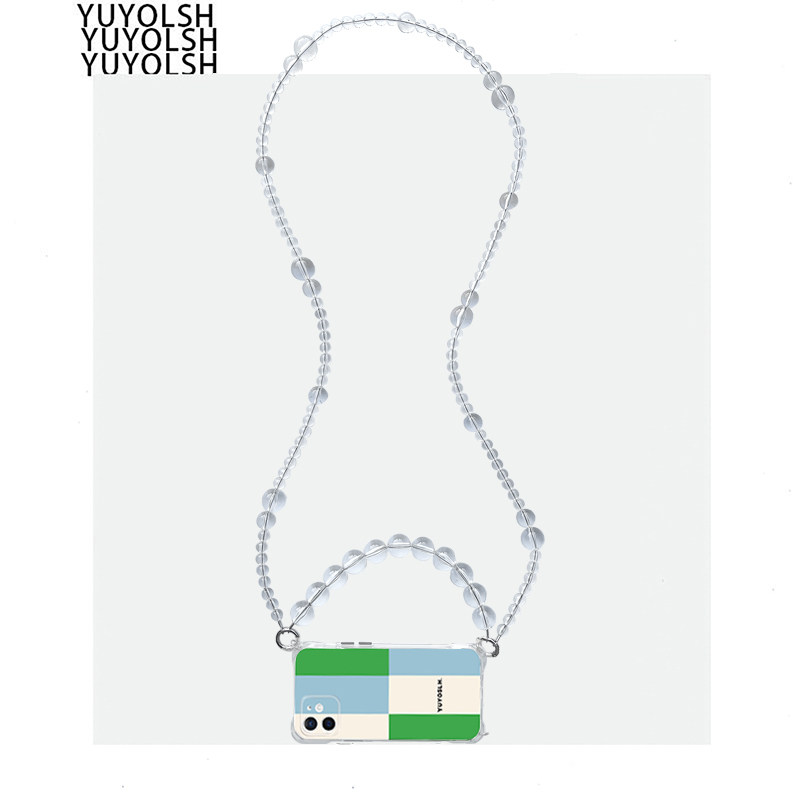 徐璐同款透明水晶串珠链条四角