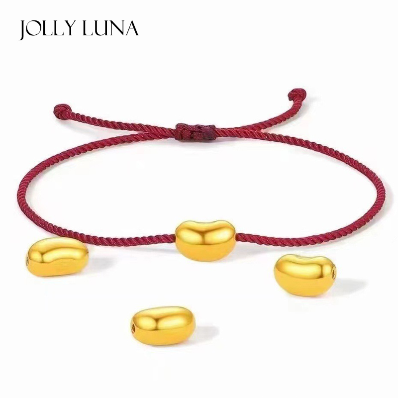 JOLLYLUNA足金999伴手礼相思豆黄金手链3D硬金小金豆豆情侣手绳