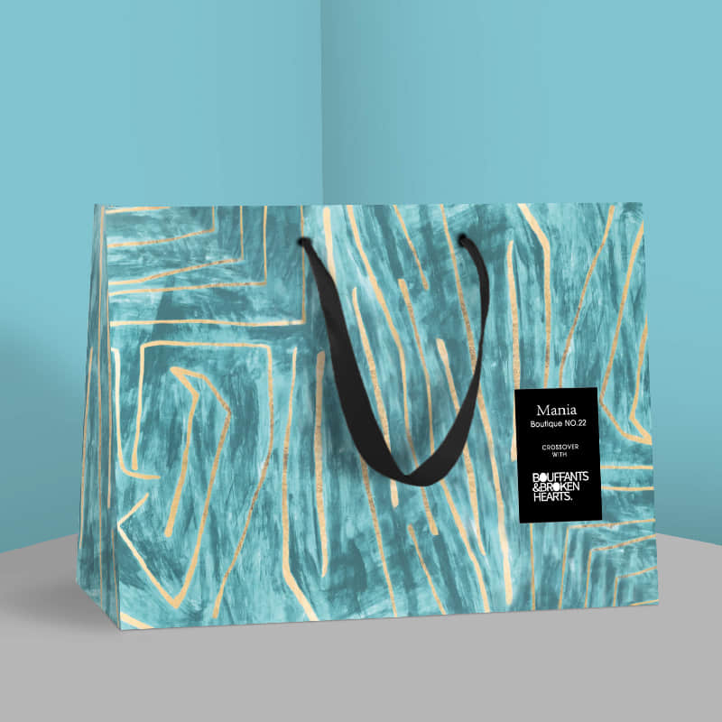 新款蓝色购物袋潮牌纸袋个性手提袋服装店企业礼品袋包装袋礼物袋