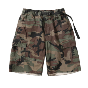 日系复古迷彩工装 休闲裤 短裤 五分裤 潮牌 男直筒宽松大码 夏季