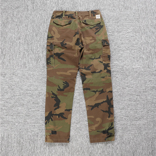 日系rrl休闲裤宽松直筒加绒保暖迷彩工装裤军绿色水洗长裤子潮牌