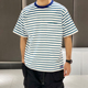 夏季 T恤刺绣小标条纹上衣 日系休闲宽松L.L.Bean短袖 beams effect