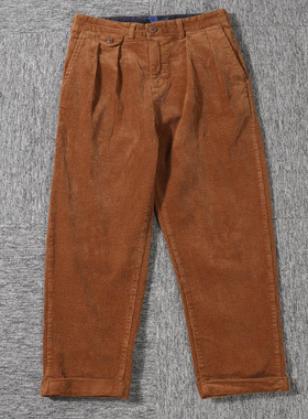 BEAMS EFFECT日系复古灯芯绒休闲裤男宽松直筒9分裤水洗免烫男裤